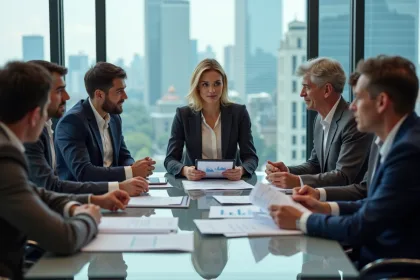 Groupe de professionnels en réunion d'affaires