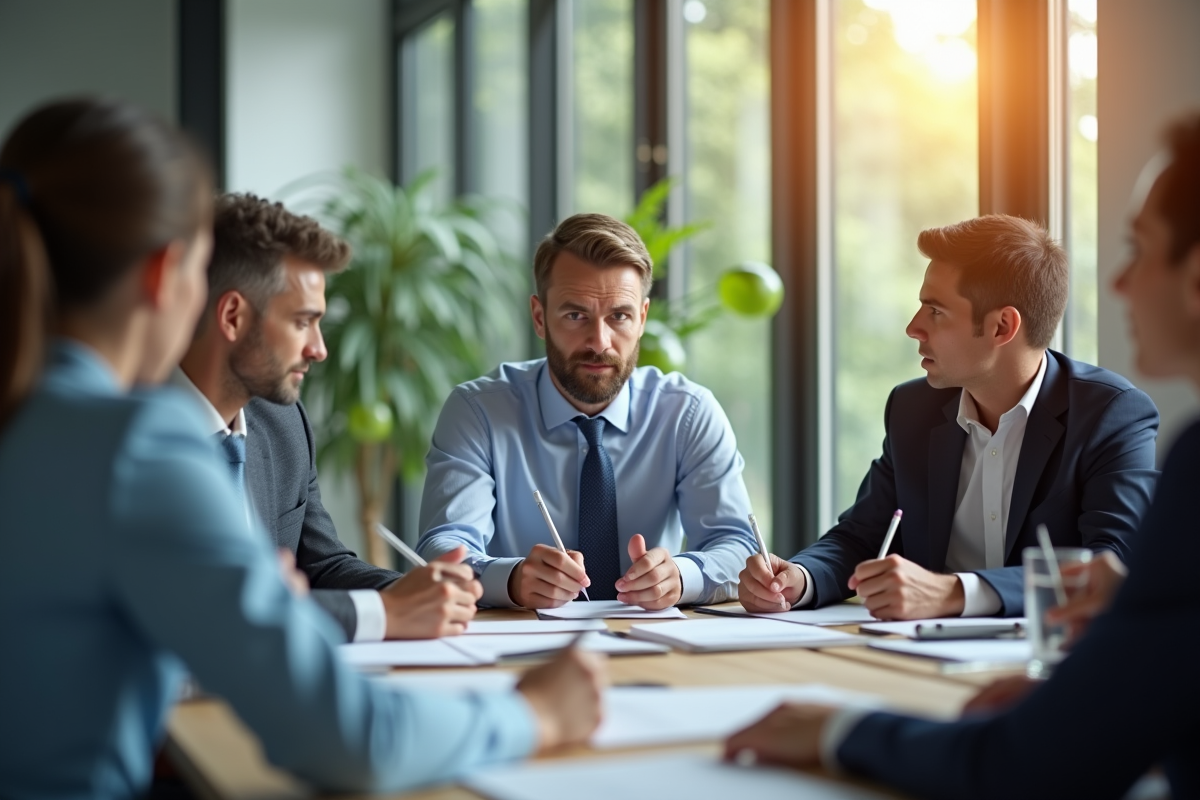 Groupe de managers en coaching d'entreprise lors d'une réunion