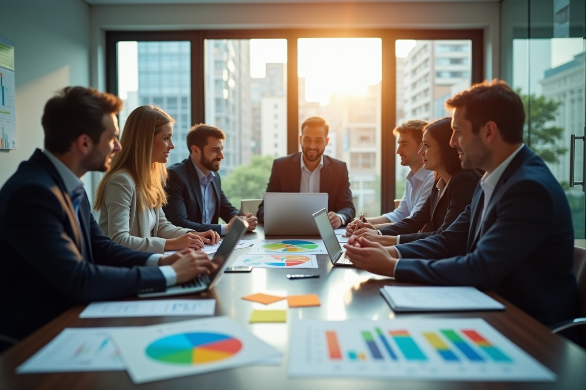 Groupe de professionnels lors d'une conférence collaborative