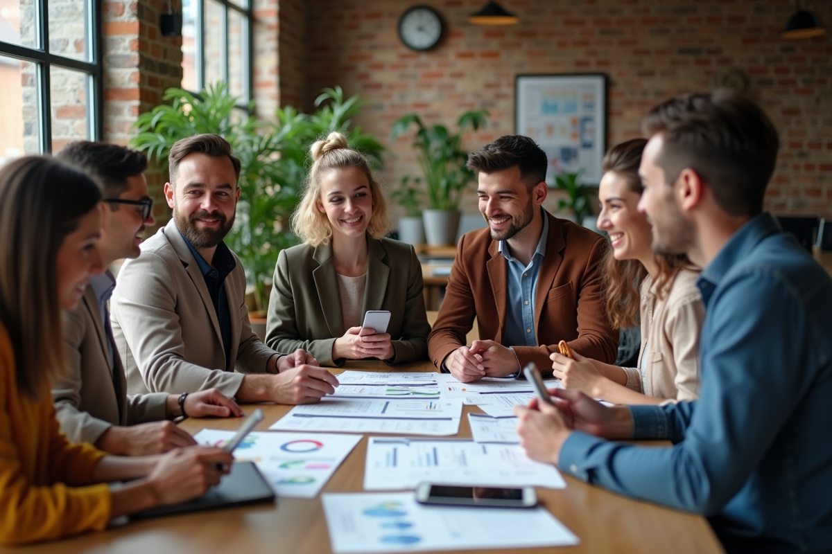 Jeunes adultes collaborant dans un espace coworking