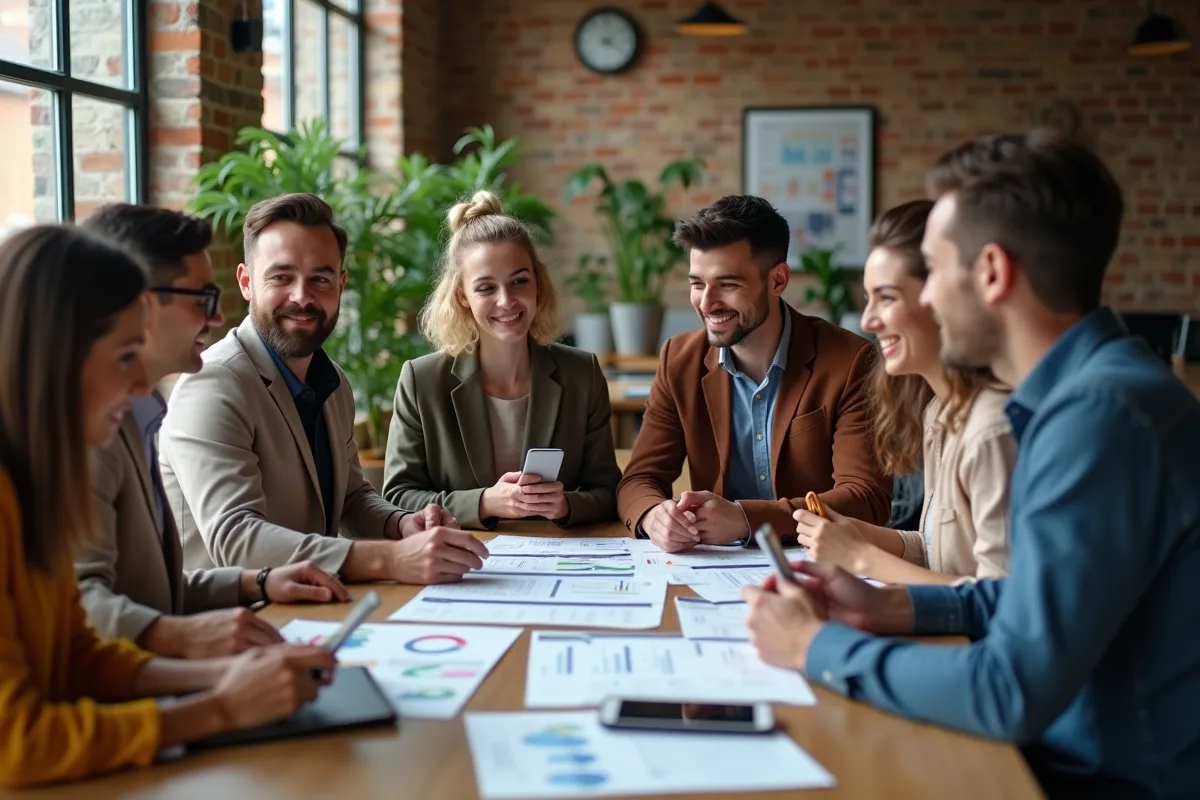 Jeunes adultes collaborant dans un espace coworking
