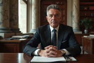 Homme d'affaires en costume dans un bureau élégant