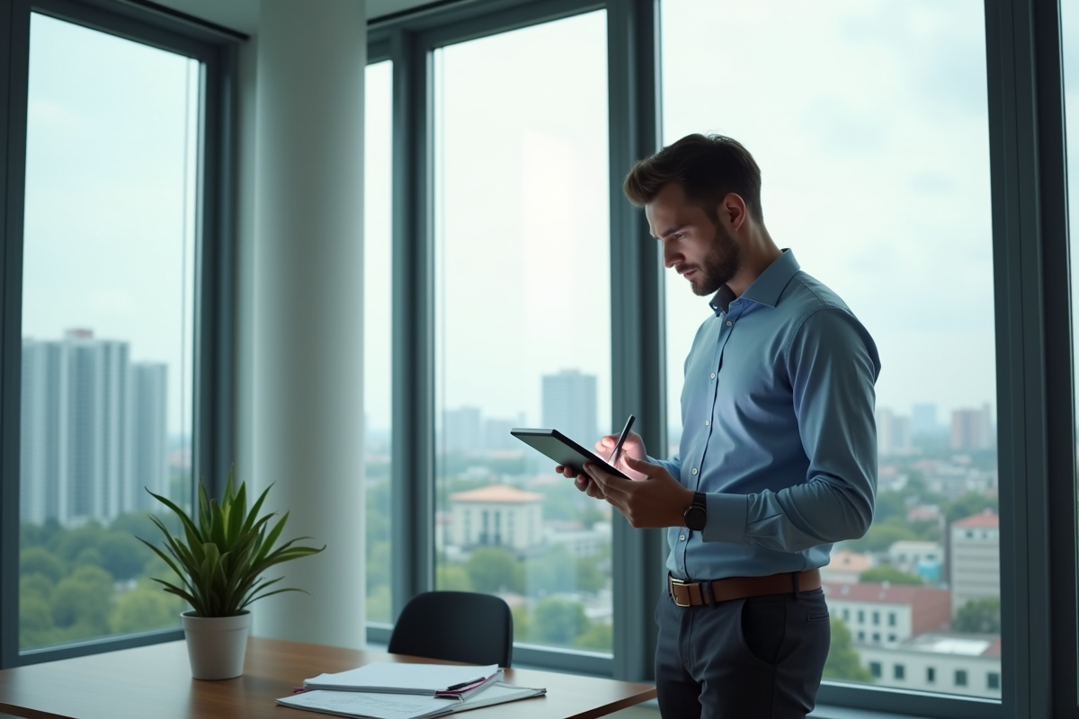 Jeune professionnel analysant un tableau de vente