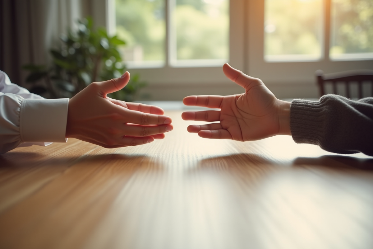 Mains humaines se rejoignant pour illustrer l'unite humaine