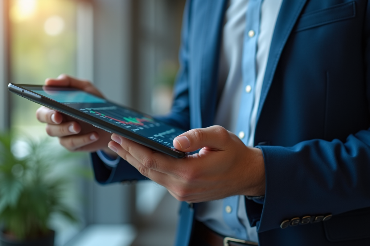 Personne vérifiant le calendrier des dividendes sur une tablette numérique