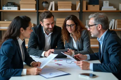 Groupe de professionnels français en réunion d'affaires