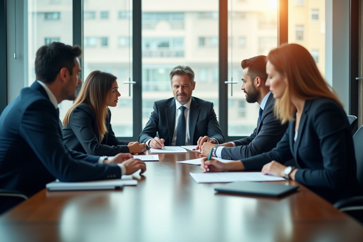 Professionnels d'affaires discutant de commerce international