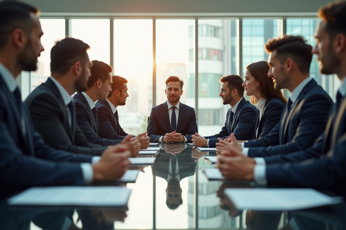 Plusieurs dirigeants d'entreprise réunis dans une salle moderne