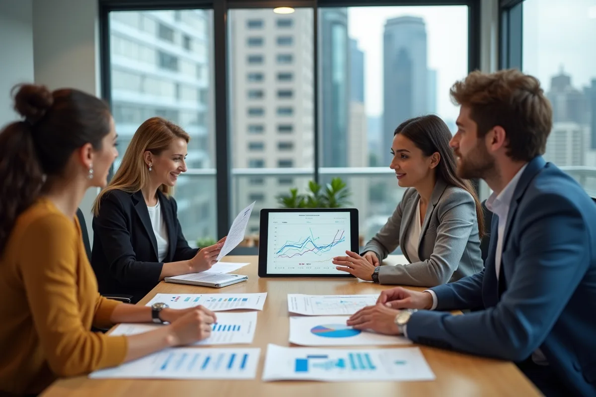 Groupe de professionnels marketing en réunion collaborative